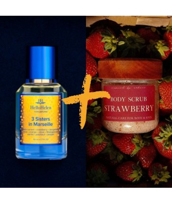 Lot 3 Sisters in Marseille - HelloHelen - 50ml + Gommage pour le corps naturel - Strawberry - 220 g 2023