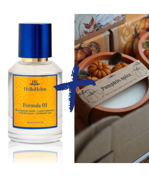 Lot Formule 01 - HelloHelen - 50ml + Bougie parfumée - Pumpkin spice - 190 g de technologie