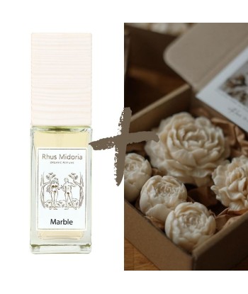 Lot Marble - Rhus Midoria - 15ml + Coffret bougies parfumées - Pivoines plus qu'un jeu 